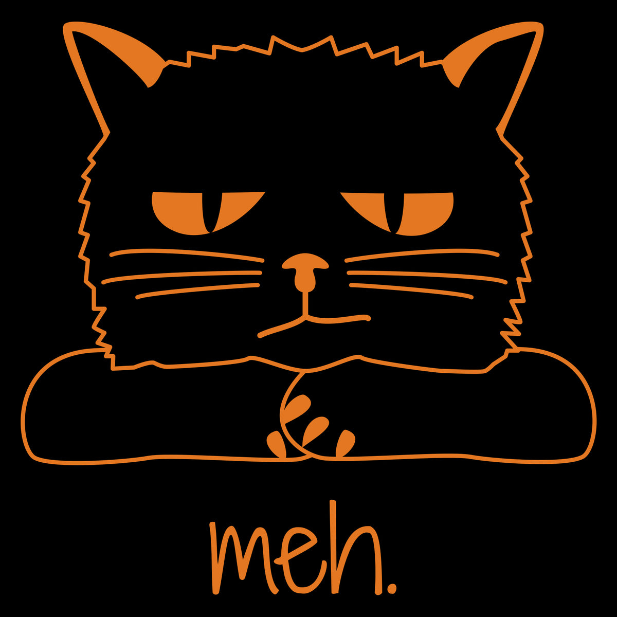 Meh Halloween Cat - Spooky Cat Face Black Cat Funny Sarcastic T