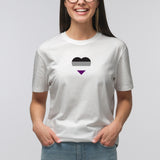 Asexual Pride Flag Heart - Pride Month LGBTQIA Love Identity T-Shirt - White