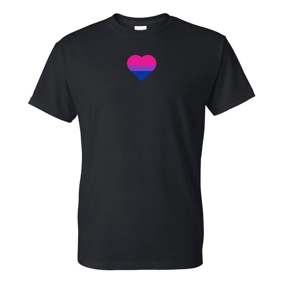 Bisexual Pride Flag Heart - Pride Month LGBTQIA Love Identity T-Shirt - Black
