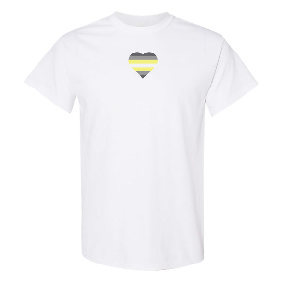 Demigender Pride Flag Heart - Pride Month LGBTQIA Love Identity T-Shirt - White