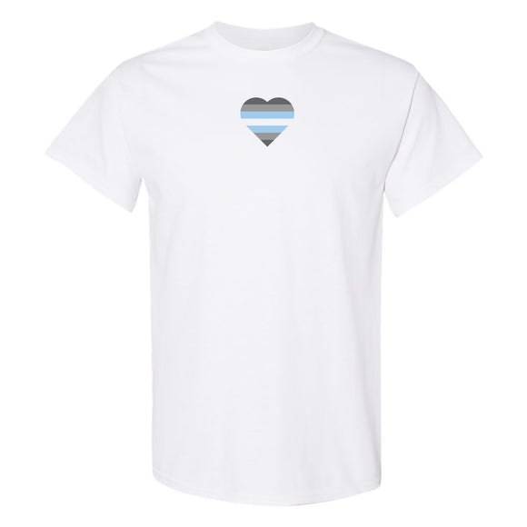 Demiguy Pride Flag Heart - Pride Month LGBTQIA Love Identity T-Shirt - White