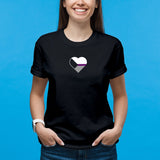 Demisexual Pride Flag Heart - Pride Month LGBTQIA Love Identity T-Shirt - Black