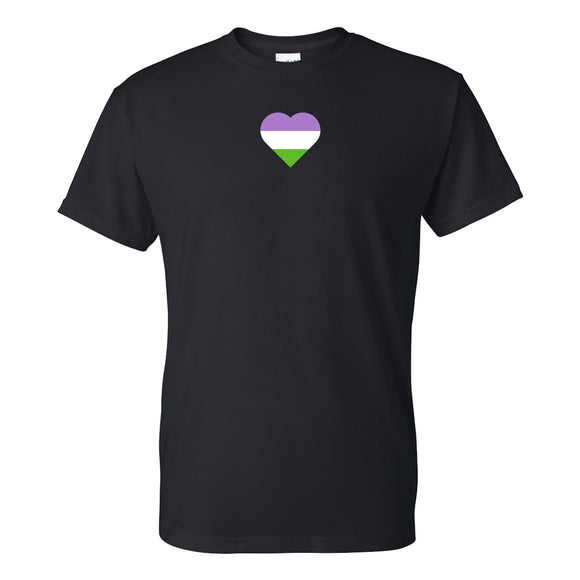 Genderqueer Pride Flag Heart - Pride Month LGBTQIA Love Identity T-Shirt - Black