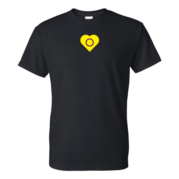 Intersex Pride Flag Heart - Pride Month LGBTQIA Love Identity T-Shirt - Black