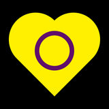 Intersex Pride Flag Heart - Pride Month LGBTQIA Love Identity T-Shirt - Black