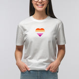 Lesbian Pride Flag Heart - Pride Month LGBTQIA Love Identity T-Shirt - White