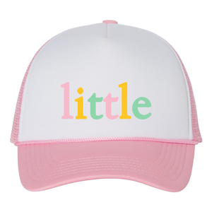 Little Oldstyle Lowercase EMB Mesh-Back Trucker Cap - Pink/White