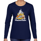 Meowntain - Cats Kitten Animal Pet Cute Pun Womens Long Sleeve T Shirt - Navy