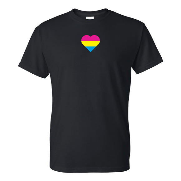 Pansexual Pride Flag Heart - Pride Month LGBTQIA Love Identity T-Shirt - Black