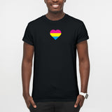 Pansexual Pride Flag Heart - Pride Month LGBTQIA Love Identity T-Shirt - Black