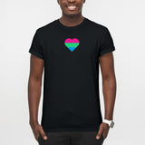 Polysexual Pride Flag Heart - Pride Month LGBTQIA Love Identity T-Shirt - Black