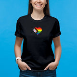 Progress Pride Flag Heart - Pride Month LGBTQIA Love Identity T-Shirt - Black