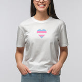 Transgender Pride Flag Heart - Pride Month LGBTQIA Love Identity T-Shirt - White