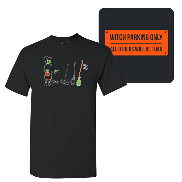 Witch Parking - Funny Cute Halloween Broomstick Softstyle T Shirt (64000G)