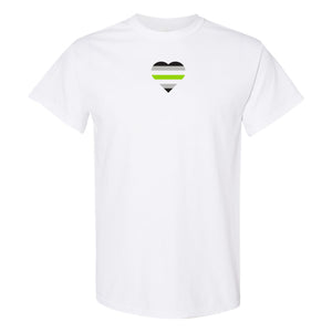 Agender Pride Flag Heart - Nonbinary Pride Month T-Shirt - White