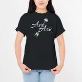AroAce Arrow T Shirt - Aromatic Asexual Pride Month Flag Script - Black