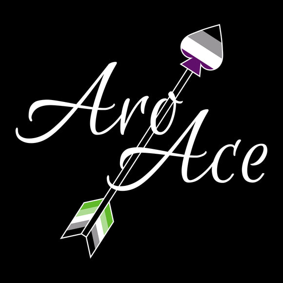 AroAce Arrow - Aromatic Asexual Pride Month Flag Script - Black