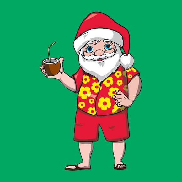 UGP Campus Apparel Beach Santa Claus Funny Christmas Holiday Vacation T-Shirt Tee