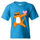 Dabbing Cat with Heart - Dab Dance Cat Valentines Day Heart Cute Fun Youth T Shirt