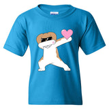UGP Campus Apparel Dabbing Dog with Heart - Dab Dance Dog Valentines Day Heart Cute Fun Youth T Shirt