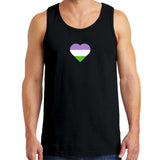 Genderqueer Pride Flag Heart - Pride Month LGBTQIA Love Identity Tank Top - Black