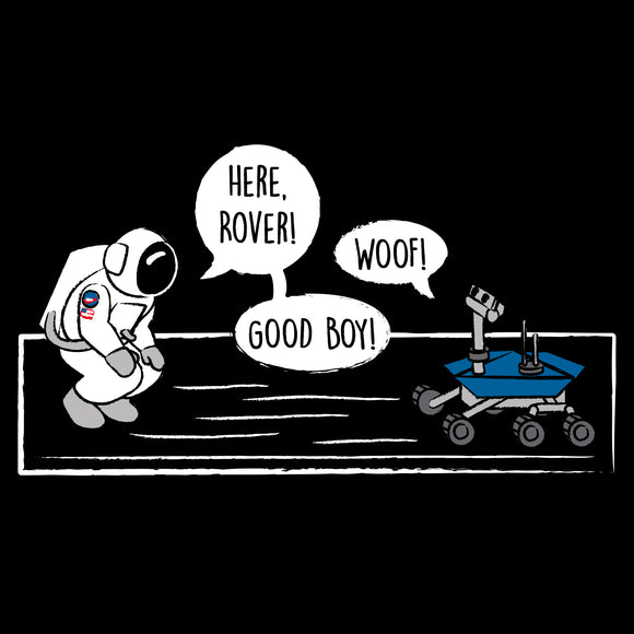 UGP Campus Apparel Here Rover - Space Pun Astronaut Cute Comic Dog Funny Youth T Shirt