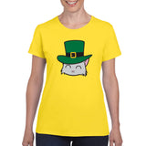 Cat Wearing Leprechaun Hat - St Patrick's Day Kitty Cartoon Womens T Shirt