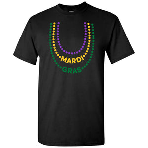 UGP Campus Apparel Mardi Gras Bead Necklace - French Quarter New Orleans Louisiana Fat Tuesday T Shirt