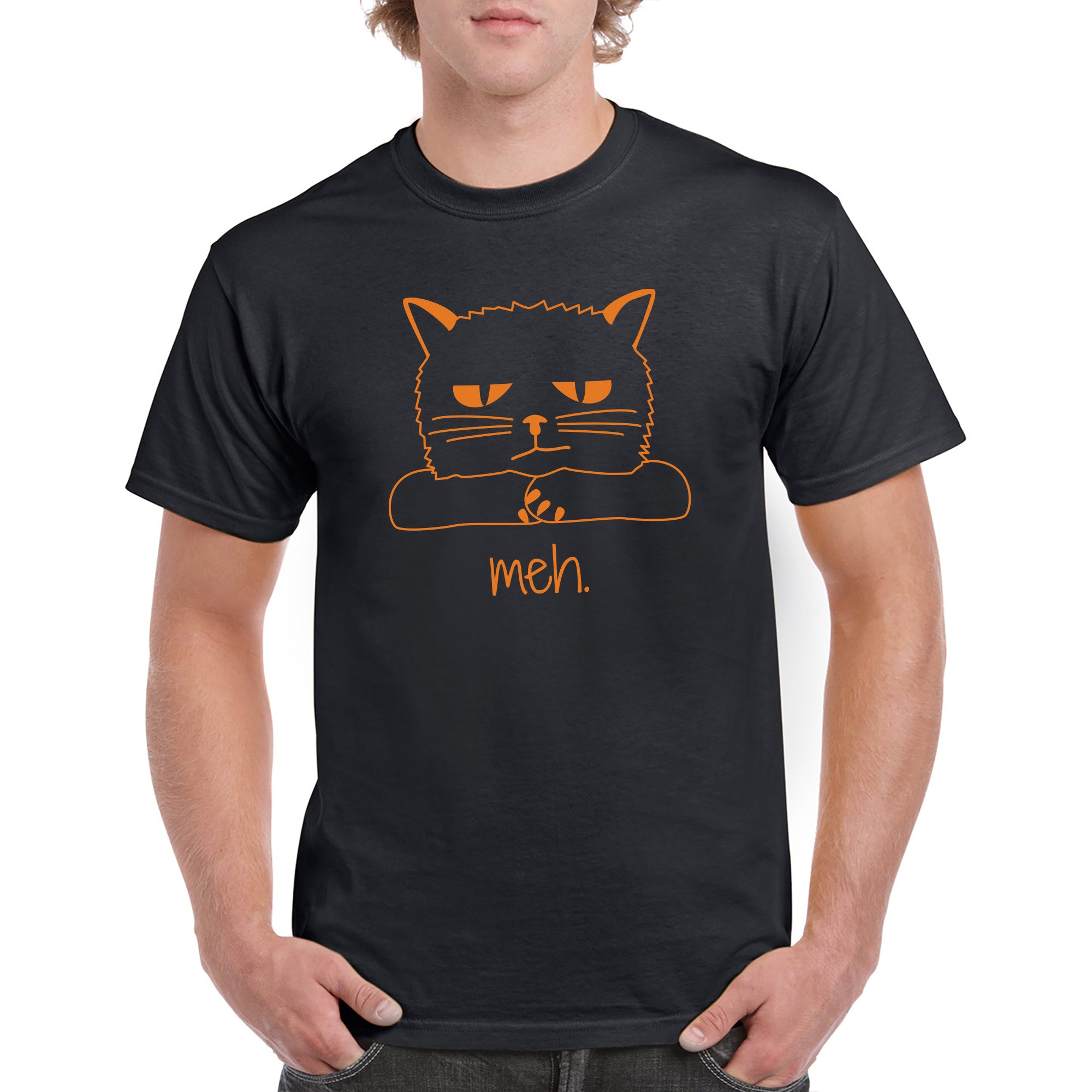 Meh Halloween Cat Spooky Cat Face Black Cat Funny Sarcastic T Shirt Underground Online Retail