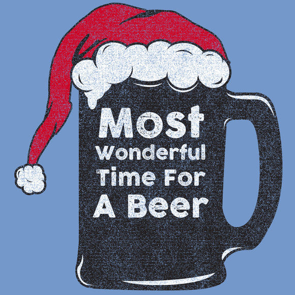 Most Wonderful Time for a Beer - Funny Christmas Holiday Drinking T Shirt