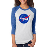 NASA Logo - National Aeronautics and Space Administration 3/4-Sleeve Raglan T Shirt