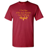 I Don't Have a New Years Resolution Cause I'm Already Perfect - Funny Holiday Season Greetings T Shirt