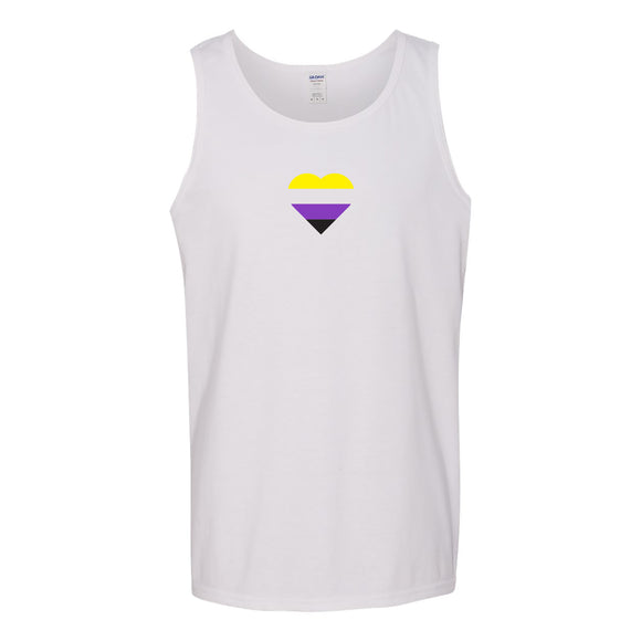 Nonbinary Pride Flag Heart - Pride Month LGBTQIA Love Identity Tank Top - White