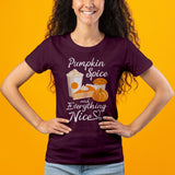 Pumpkin Spice and Everything Nice - Autumn Fall Womens T Shirt - Small - Black