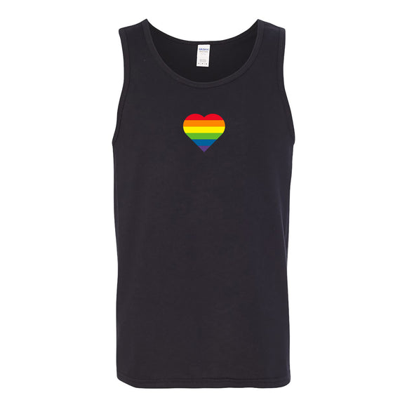 Rainbow Pride Flag Heart - Pride Month LGBTQIA Love Identity Tank Top - Black