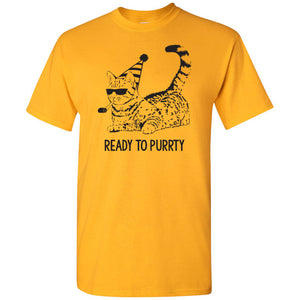 Ready to Purrty - Party Hat Cat Kitty Celebrate New Year Birthday T Shirt