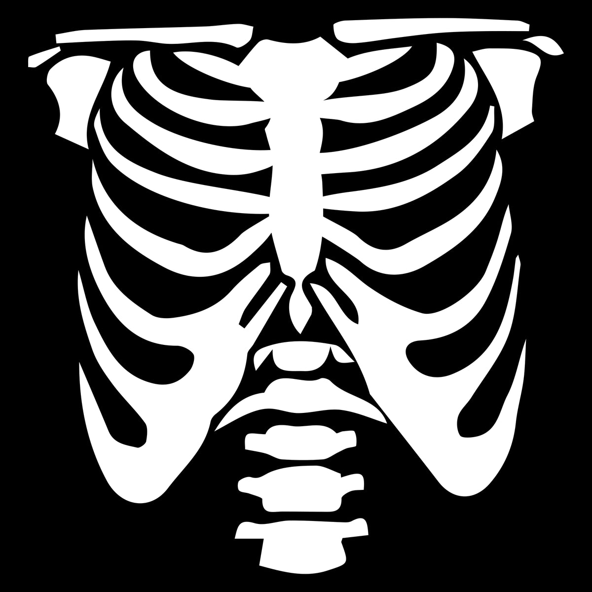 Skeleton Rib Cage - Monster Halloween Costume Novelty T Shirt ...