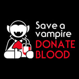 Save A Vampire Donate Blood - Funny Cartoon Monster Halloween Canvas Triblend T-Shirt - Solid Black Triblend
