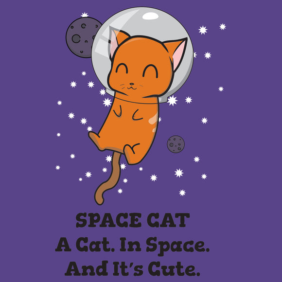 Space Cat - Galaxy, Universe, Kitty, Animal Lover, Astronaut - Funny Adult Graphic Cotton T-Shirt