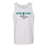 Stay Coo - Pigeon Sunglasses Funny Cartoon Bird Cool Chill Tank Top - White