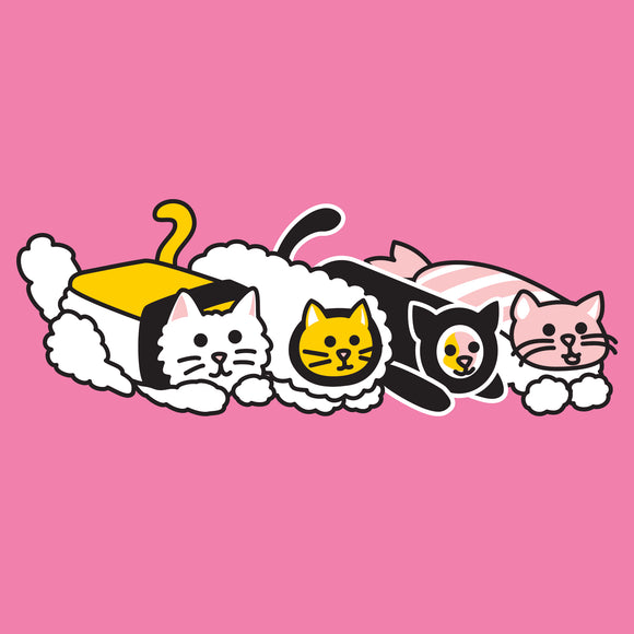 Sushi Cats - Cute Cartoon Kitty Food Nigiri Maki Roll Sashimi Womens T Shirt