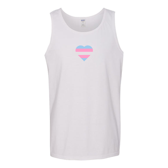 Transgender Pride Flag Heart - Pride Month LGBTQIA Love Identity Tank Top - White