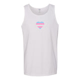 Transgender Pride Flag Heart - Pride Month LGBTQIA Love Identity Tank Top - Small - White