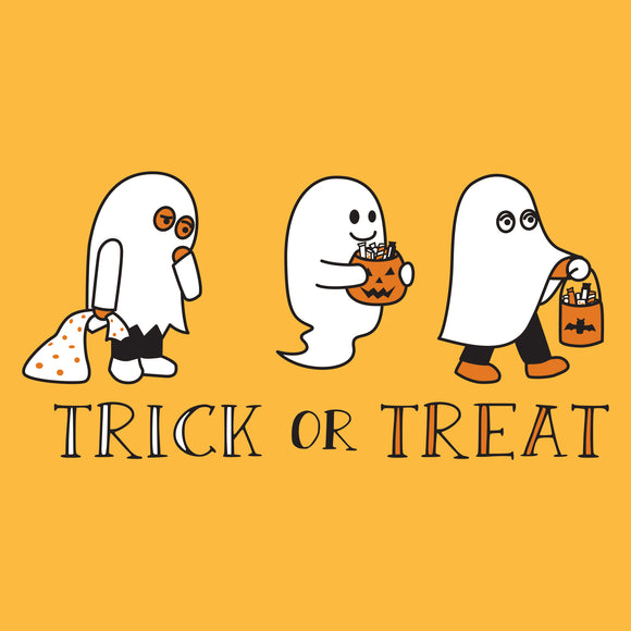 UGP Campus Apparel Trick or Treat Ghosts - Halloween Funny Cute Cartoon Candy Humor T Shirt
