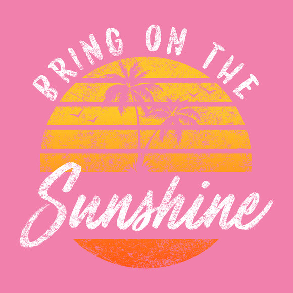 Bring on The Sunshine - Summer Beach Sunset Retro Palm Tree Womens T Shirt