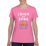 I Decorate with Cat Hair - Pet Cute Cartoon Chair Shedding Fur Womens T Shirt