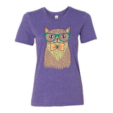 Hipster Cat - Funny Cute Glasses Kitty Womens T Shirt