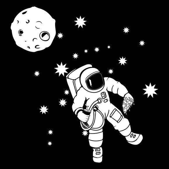 Launch Break - Funny Outer Space Astronaut Man On The Moon Pizza T Shirt