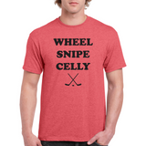 UGP Campus Apparel Wheel Snipe Celly - Funny Hockey Dangles Score Celebration T Shirt