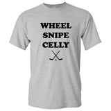 UGP Campus Apparel Wheel Snipe Celly - Funny Hockey Dangles Score Celebration T Shirt